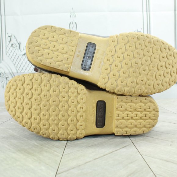 LL Bean Green Canvas Waxed Coated Waterproof Tall Duck Boots Size 6 Medium - Picture 9 of 9